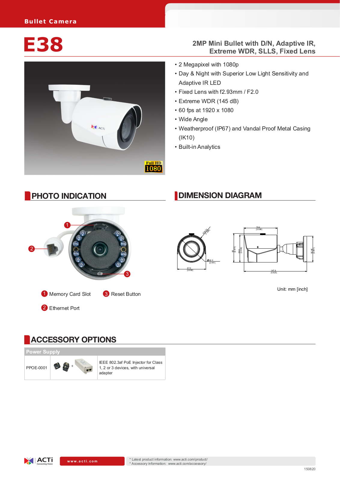 ACTi E38 Specsheet