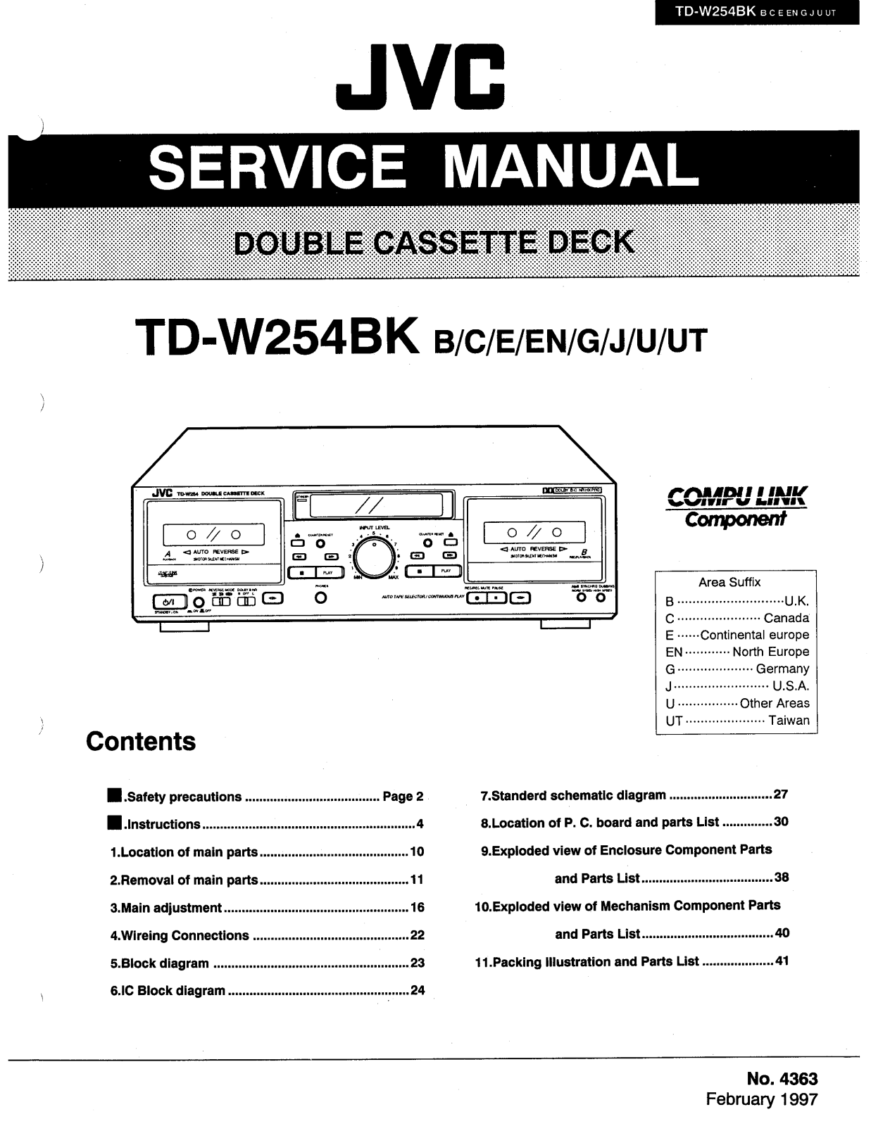 JVC TD-W254BK Service Manual