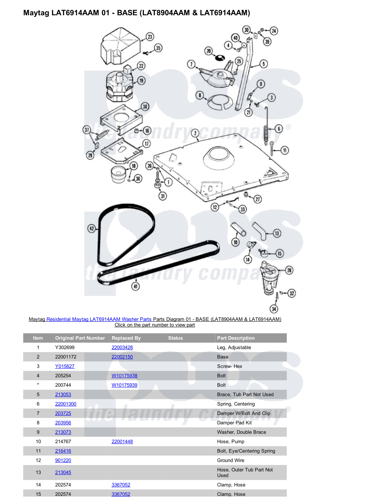 Maytag LAT6914AAM Parts Diagram