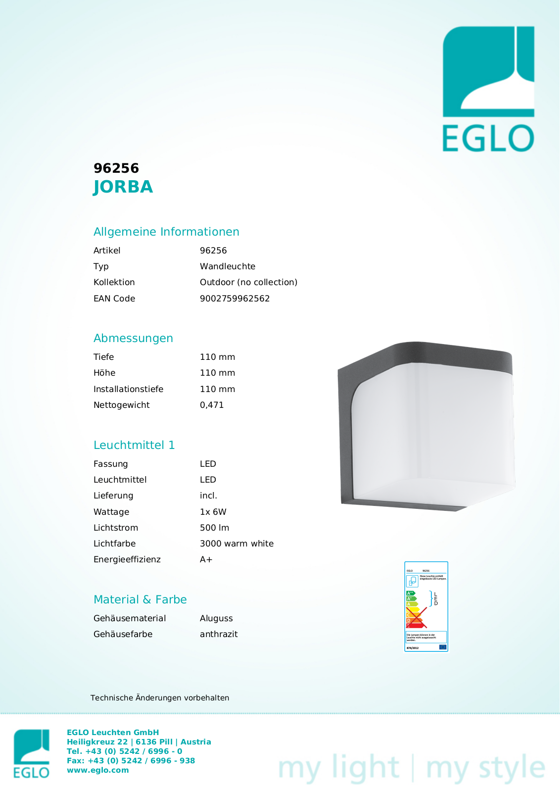 Eglo 96256 Service Manual