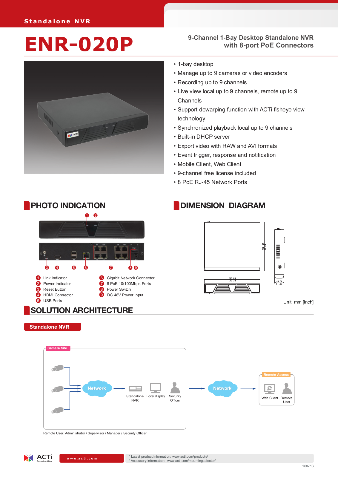 ACTi ENR-020P Specsheet