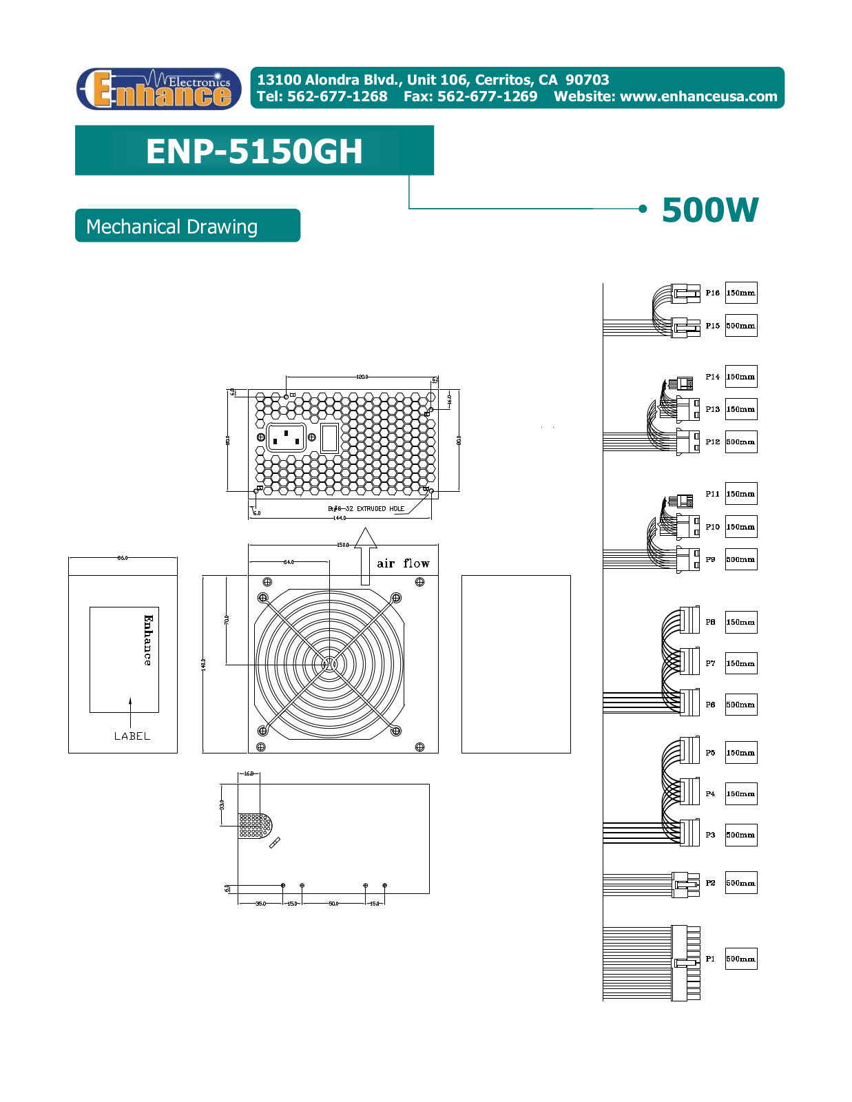 Enhance ENP-5150GH MECHANICAL DRAWING