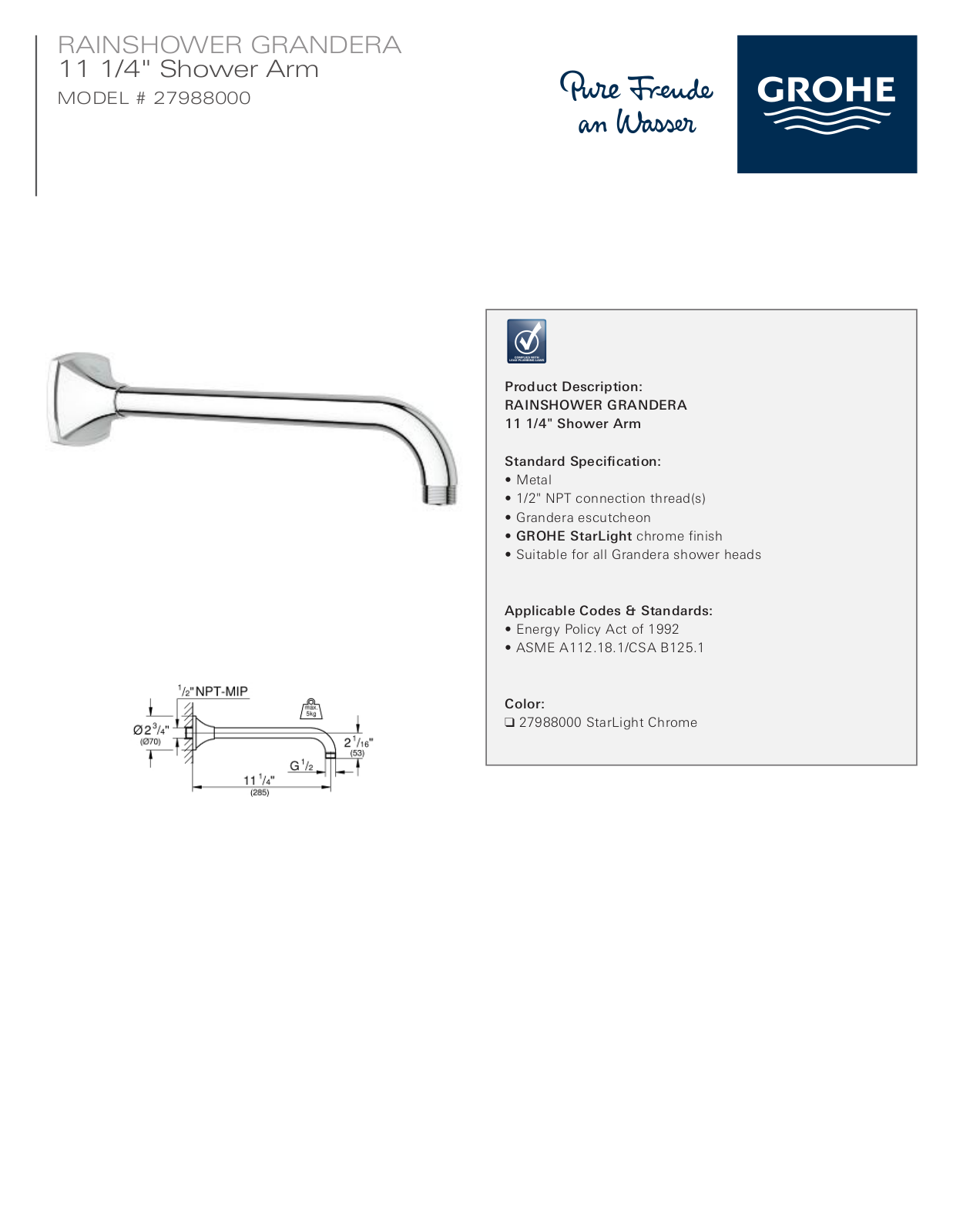 GROHE GRH4975 Specifications - ManualMachine.com