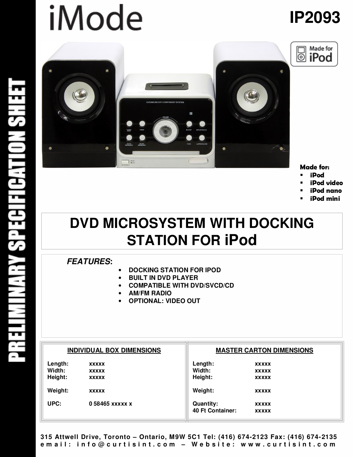 Curtis IP2093 User Manual