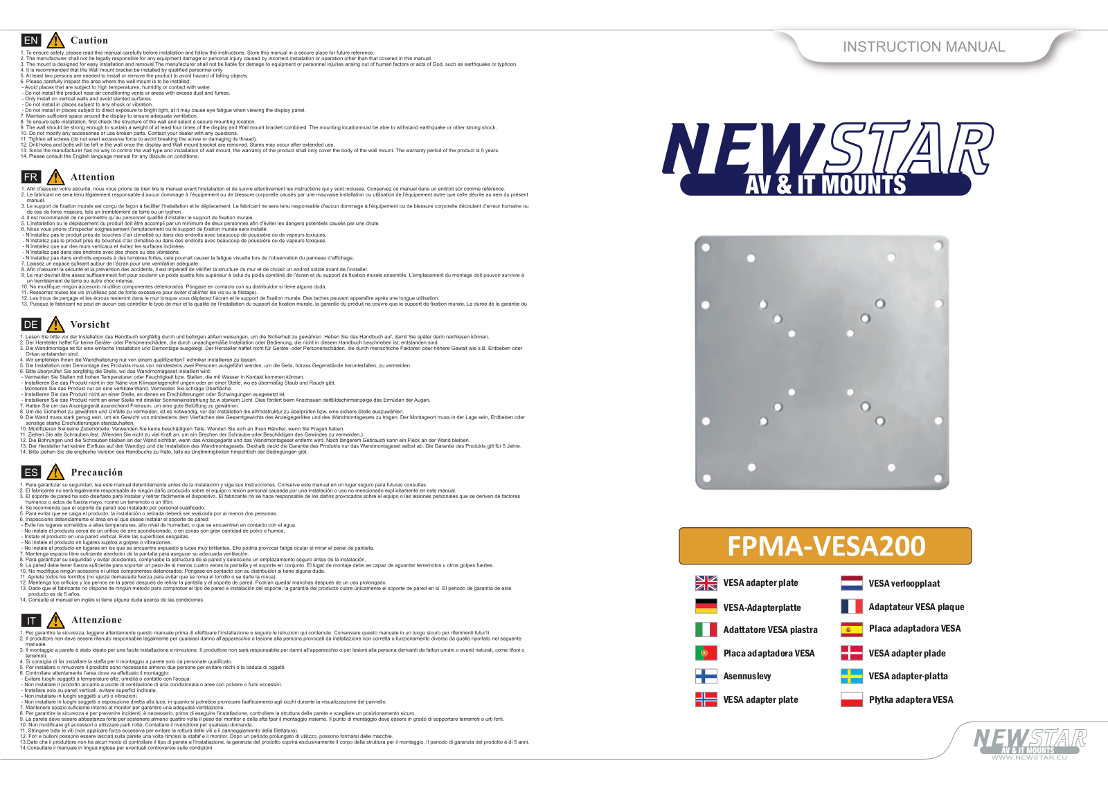 Newstar FPMA-VESA200 User Manual