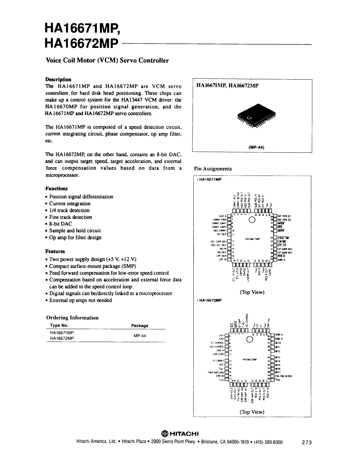 HIT HA16671MP Datasheet