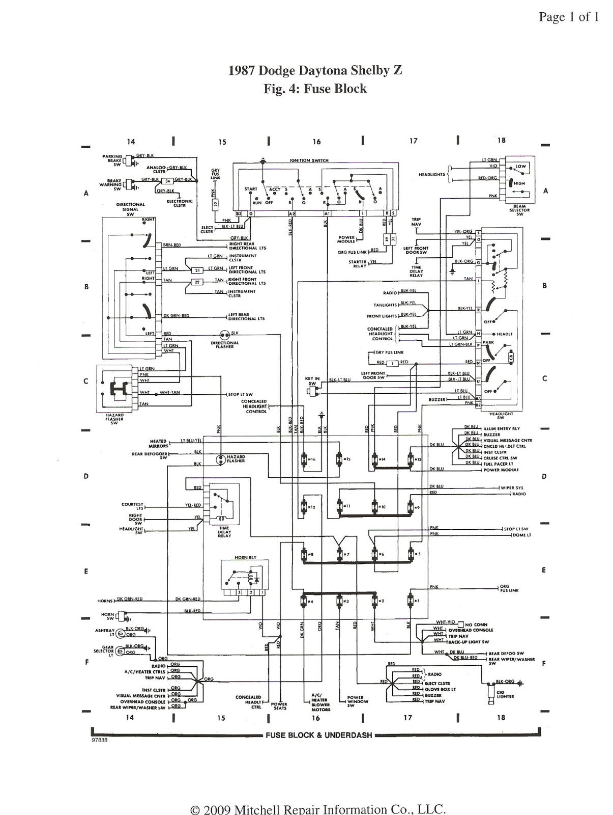 Dodge 1987   daytona shelby schematic