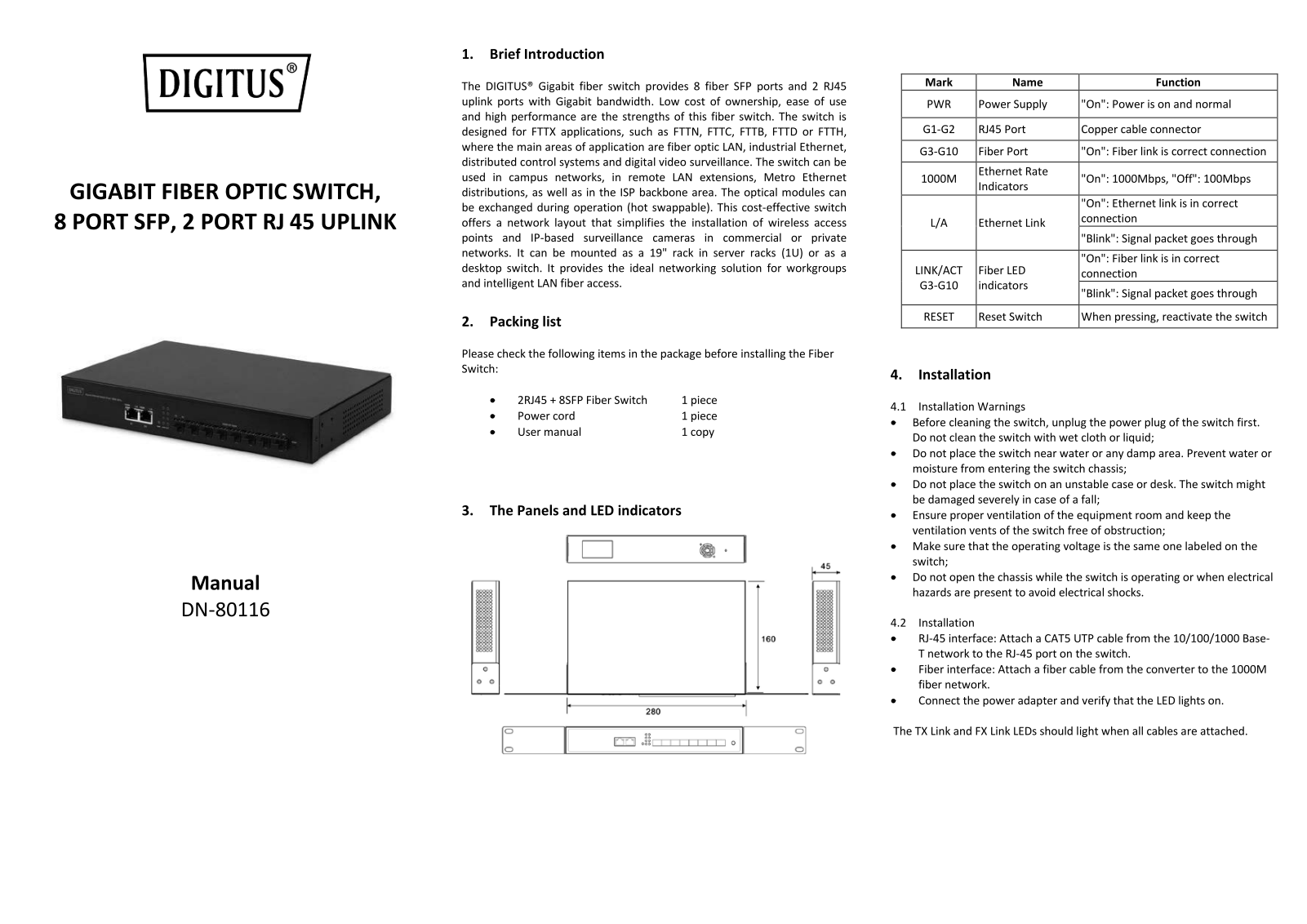 Digitus Professional DN-80116 Service Manual