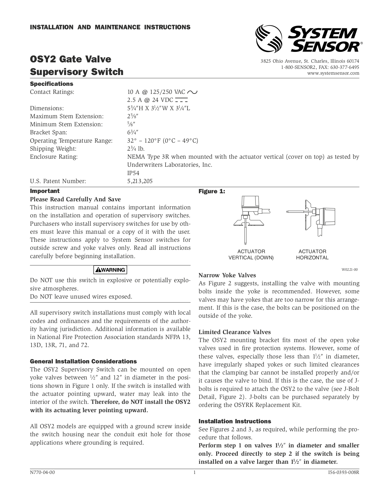 System Sensor OSY2 User Manual