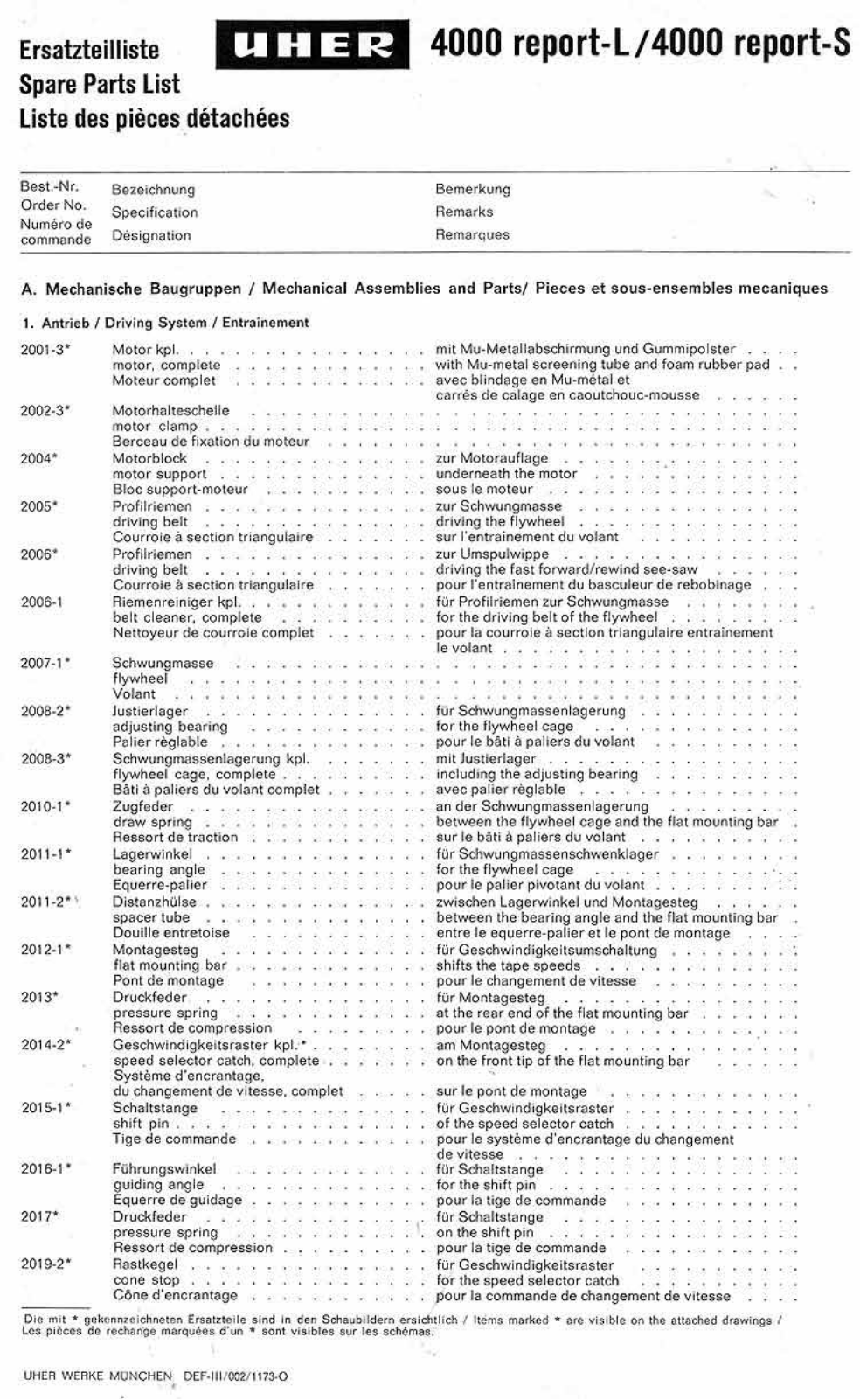 Uher 4000 Report L Schematic