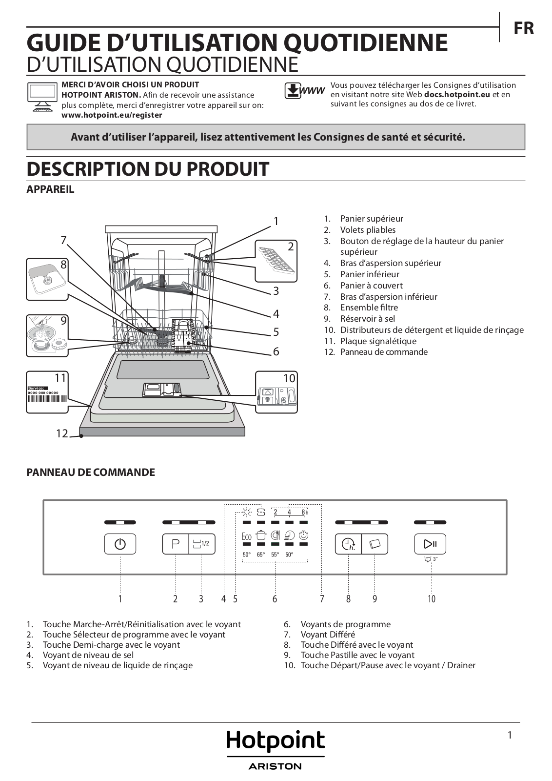 HOTPOINT/ARISTON HBC 2B+26 B Daily Reference Guide