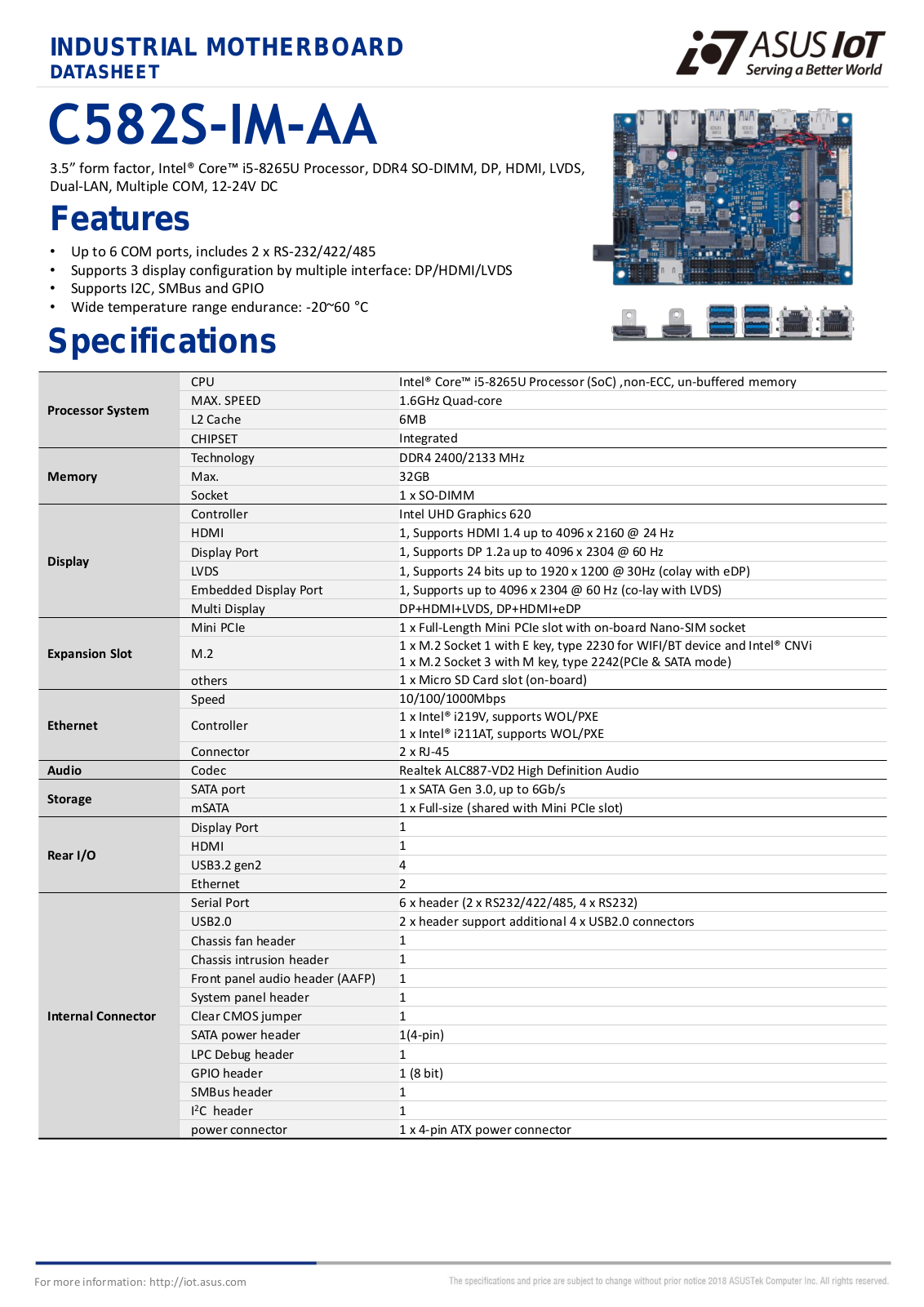 Asus C582S-IM-AA Datasheet