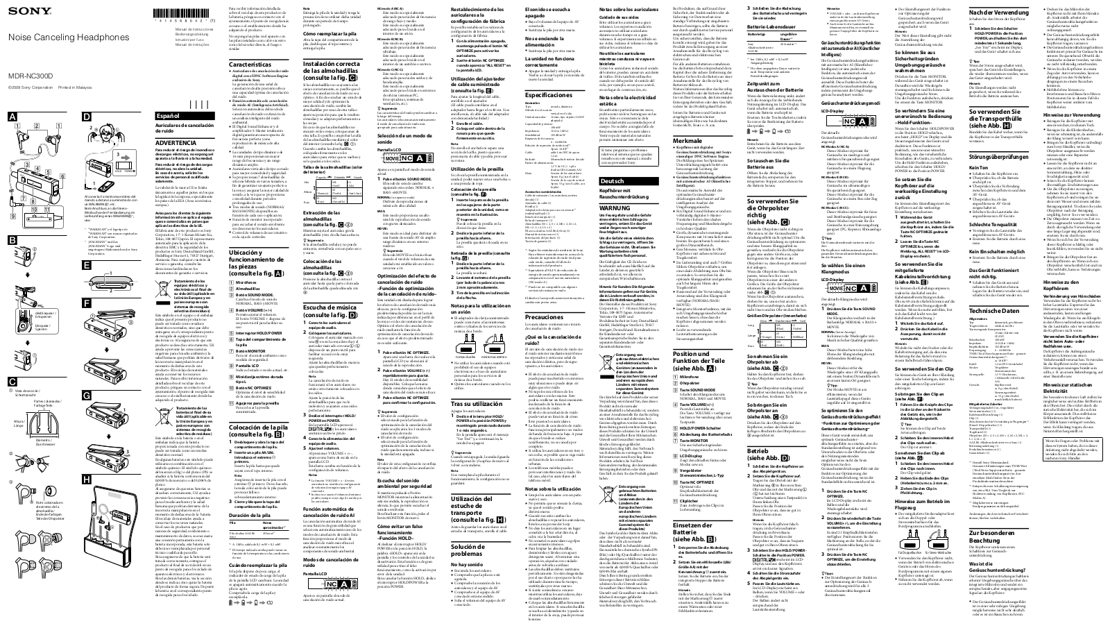 Sony MDR-NC300D User Manual