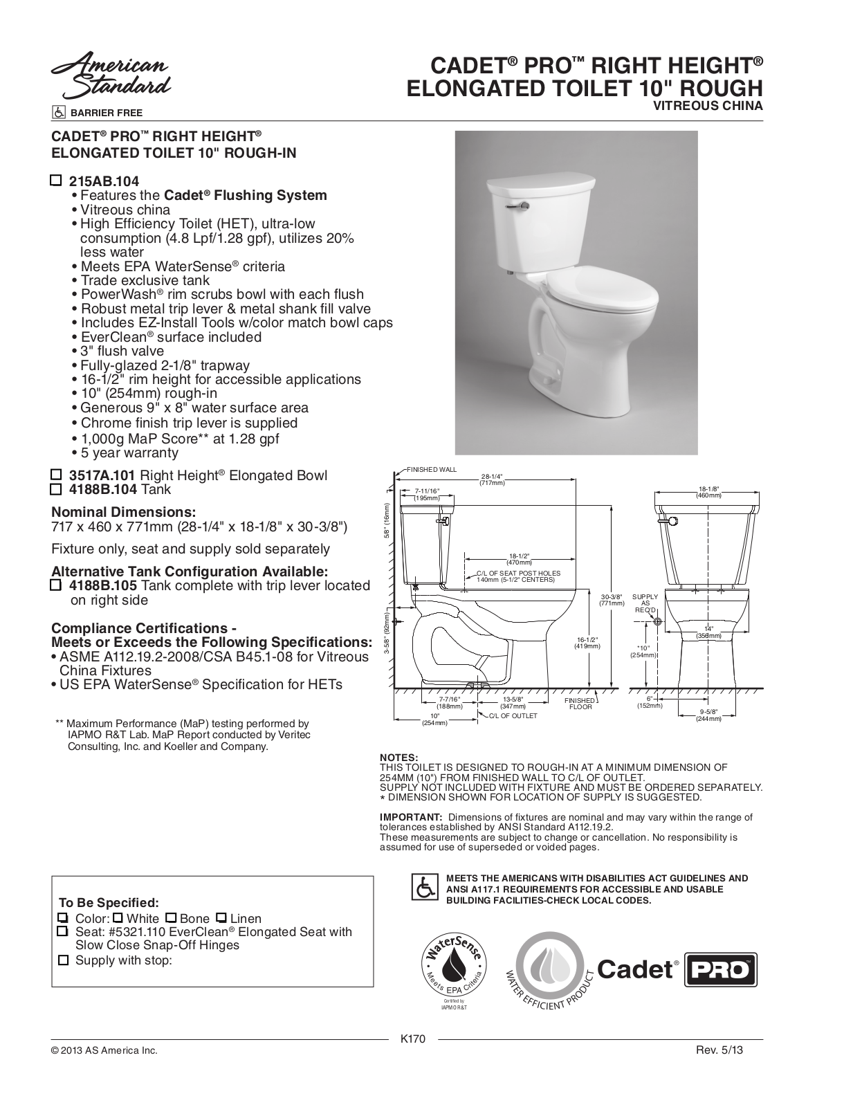 American Standard ASD10001 Specifications - ManualMachine.com