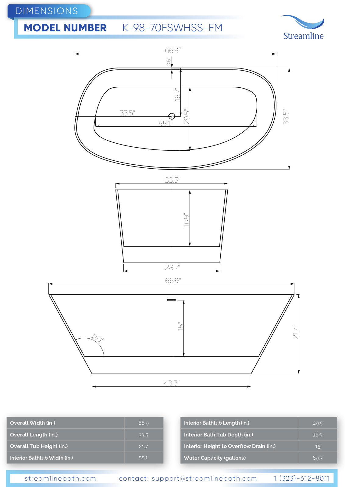 Streamline KH98100 Specifications