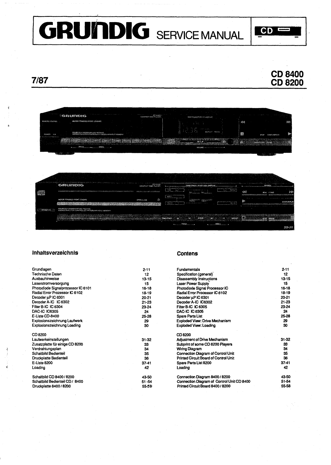 Grundig CD-8400 Service Manual