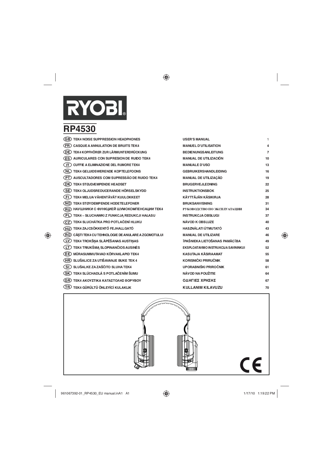 Ryobi RP4530 User guide