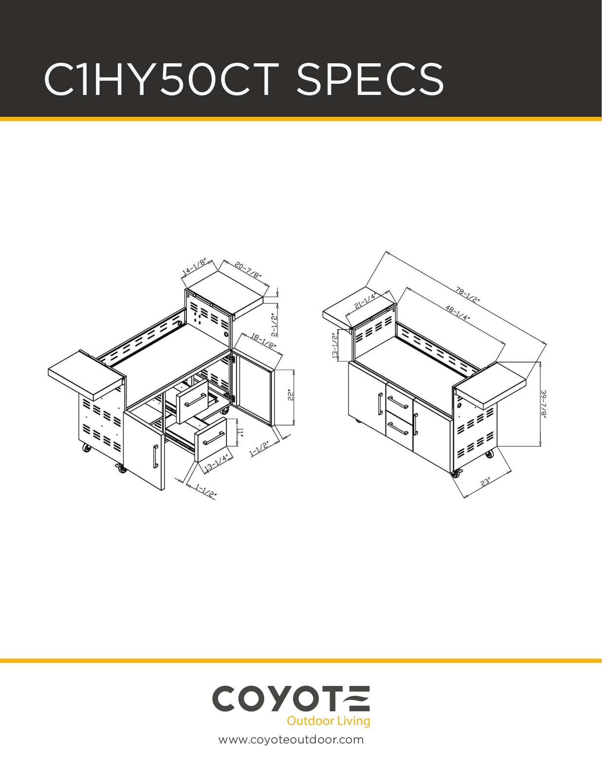 Coyote C1HY50LP, C1CH36CT, C1S42CT, C1S36CT, C1HY50CT Specsheet