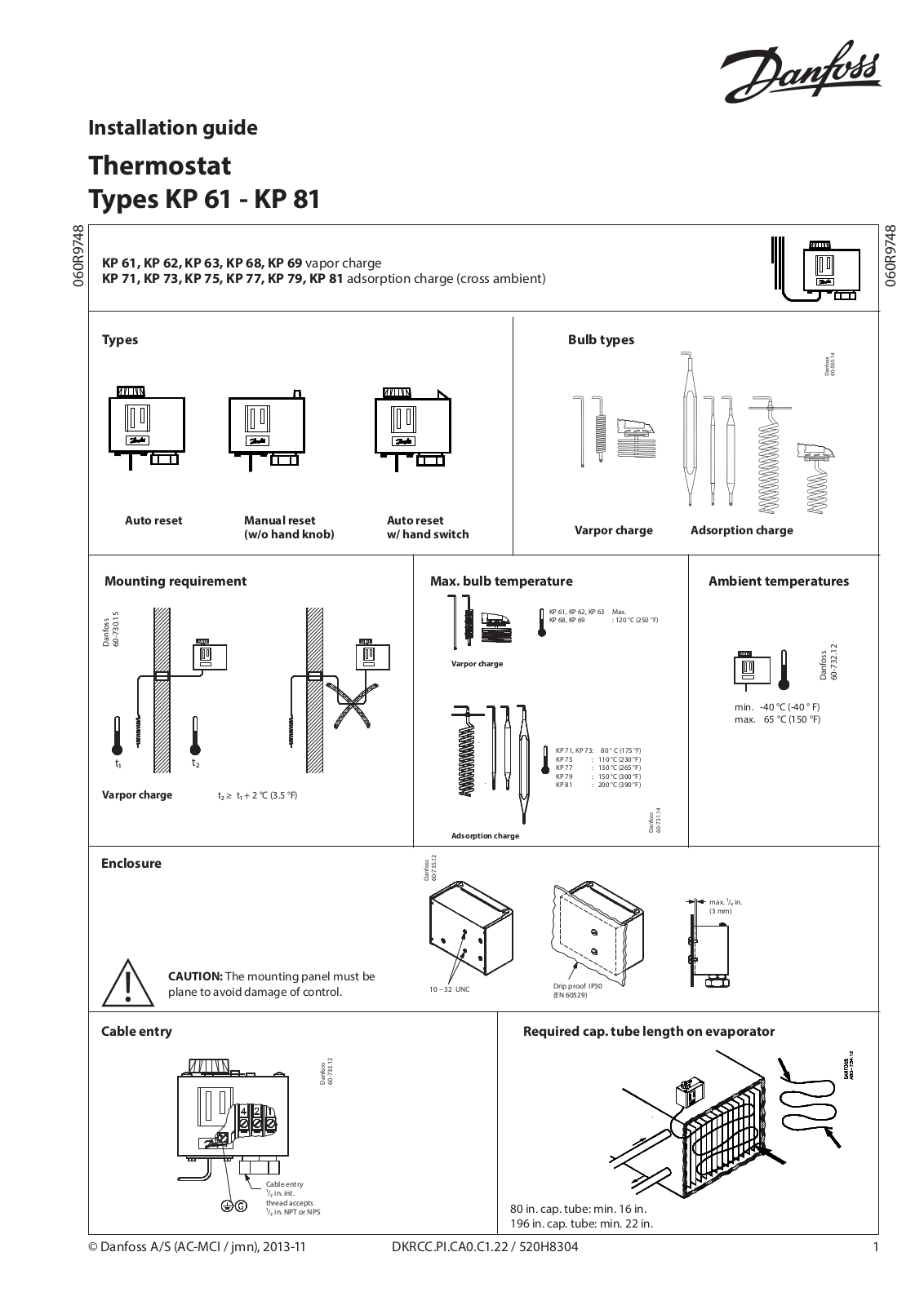 Danfoss KP 61, KP 62, KP 63, KP 68, KP 69 Installation guide