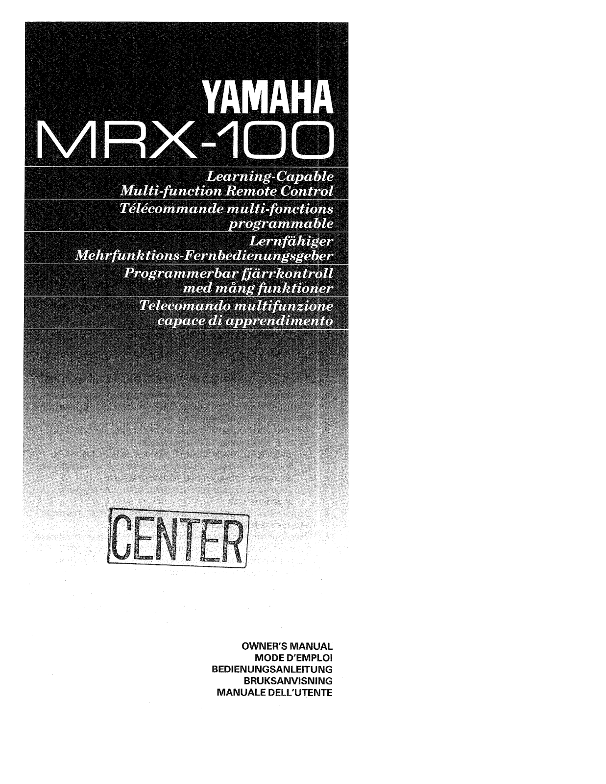 Yamaha MRX-100 Owners Manual