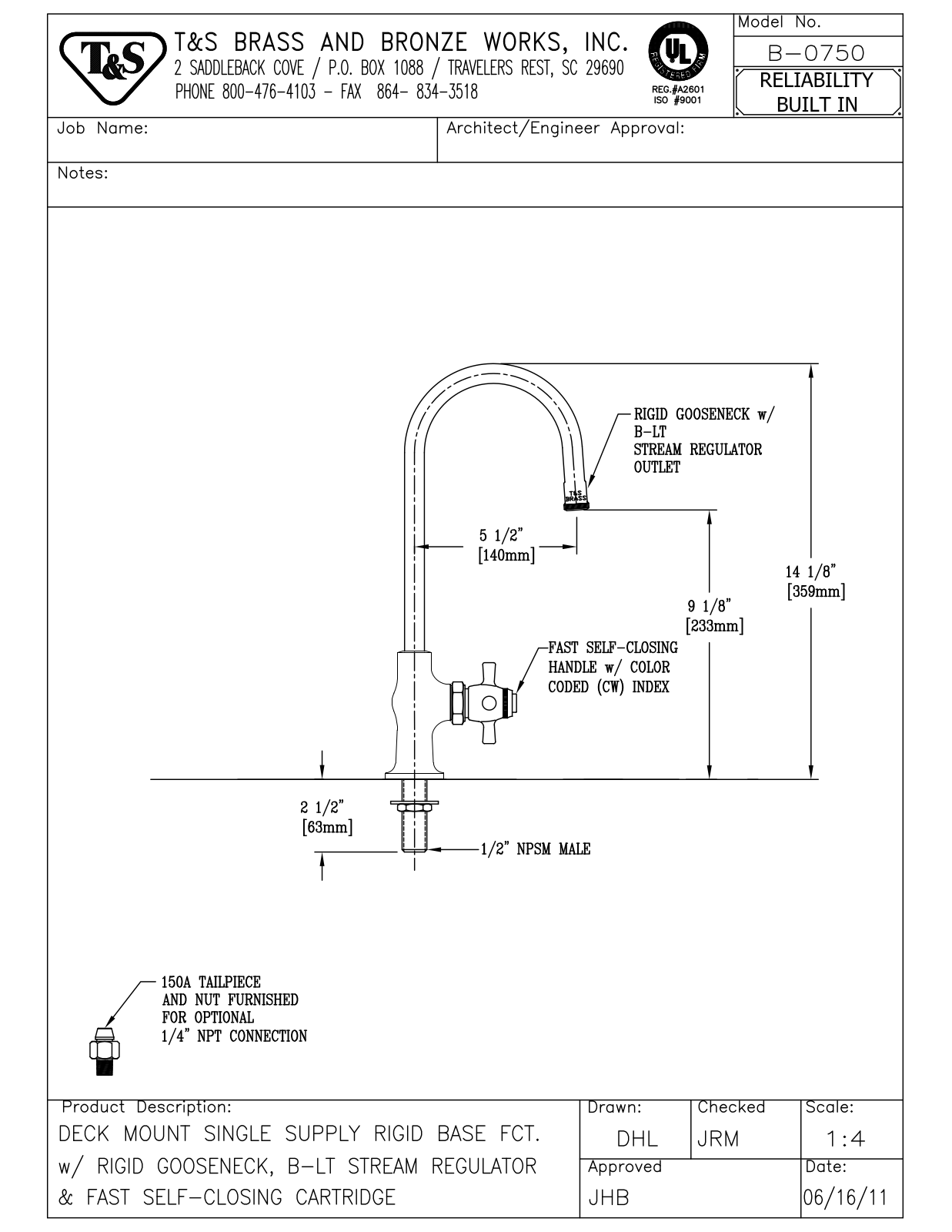 T&S Brass B-0750 User Manual - ManualMachine.com