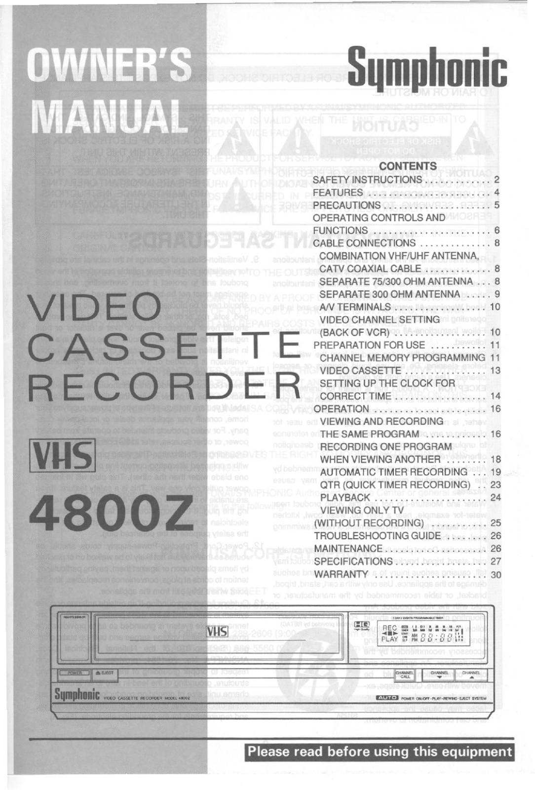 Symphonic 4800Z User Manual