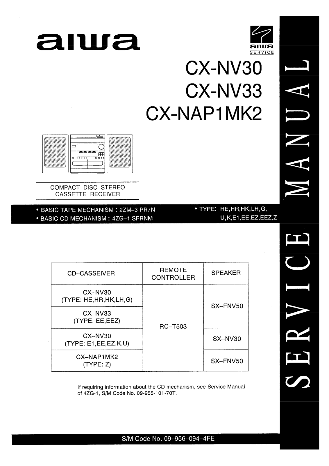 Aiwa CXNAP-1 Mk2, CXNV-30, CXNV-33 Service manual