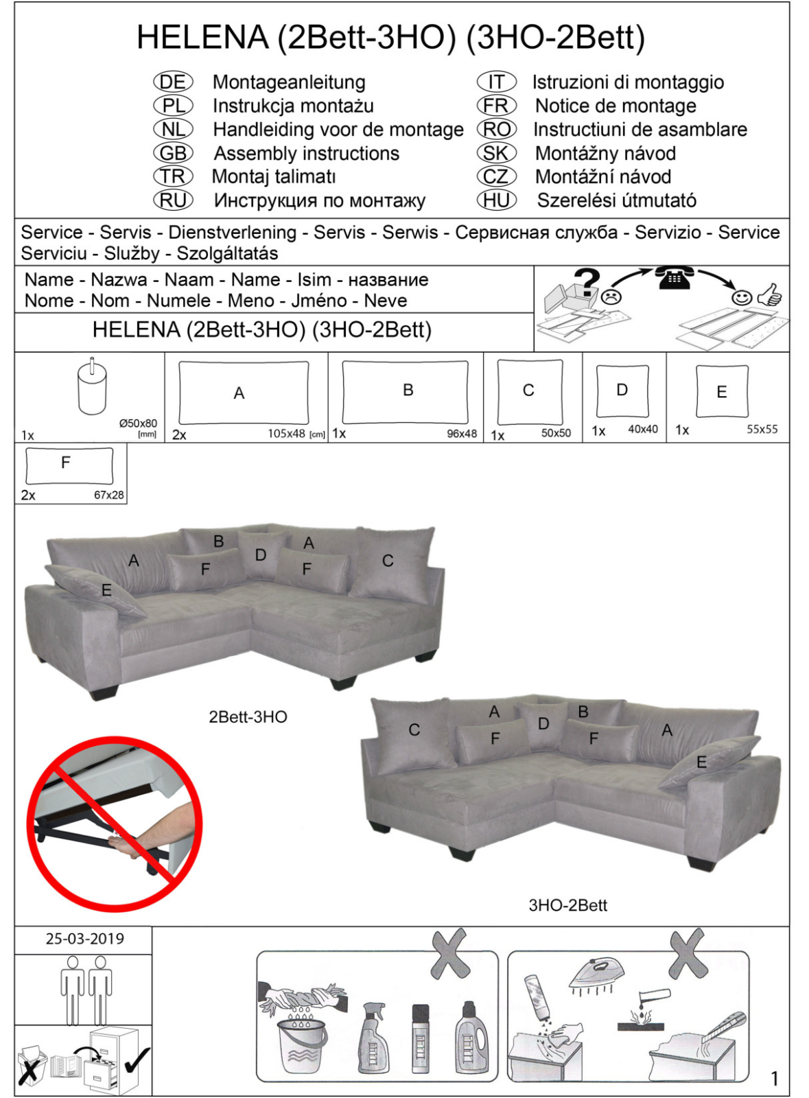 Home affaire Helena Assembly instructions