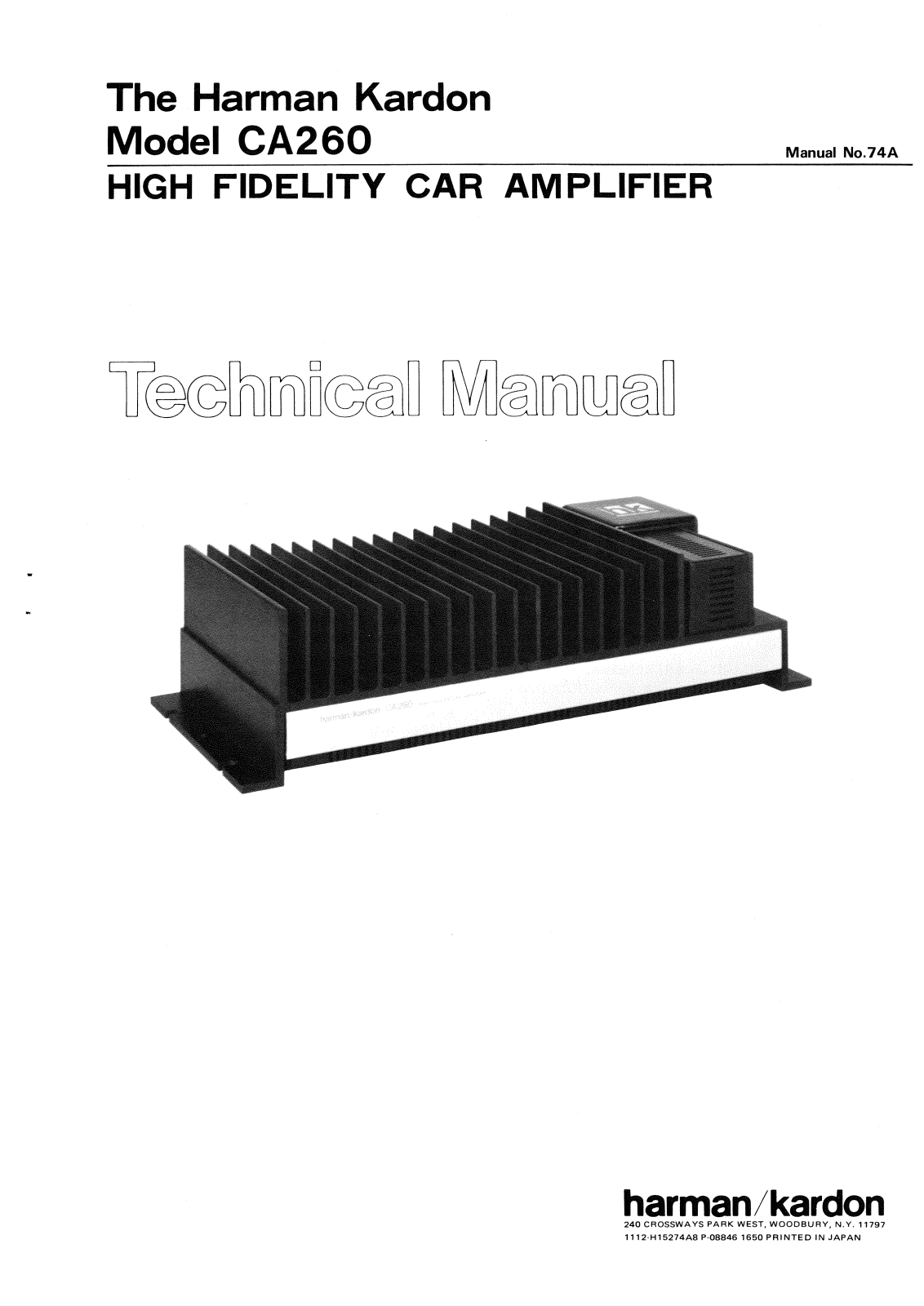 Harman Kardon CA260 Service Manual