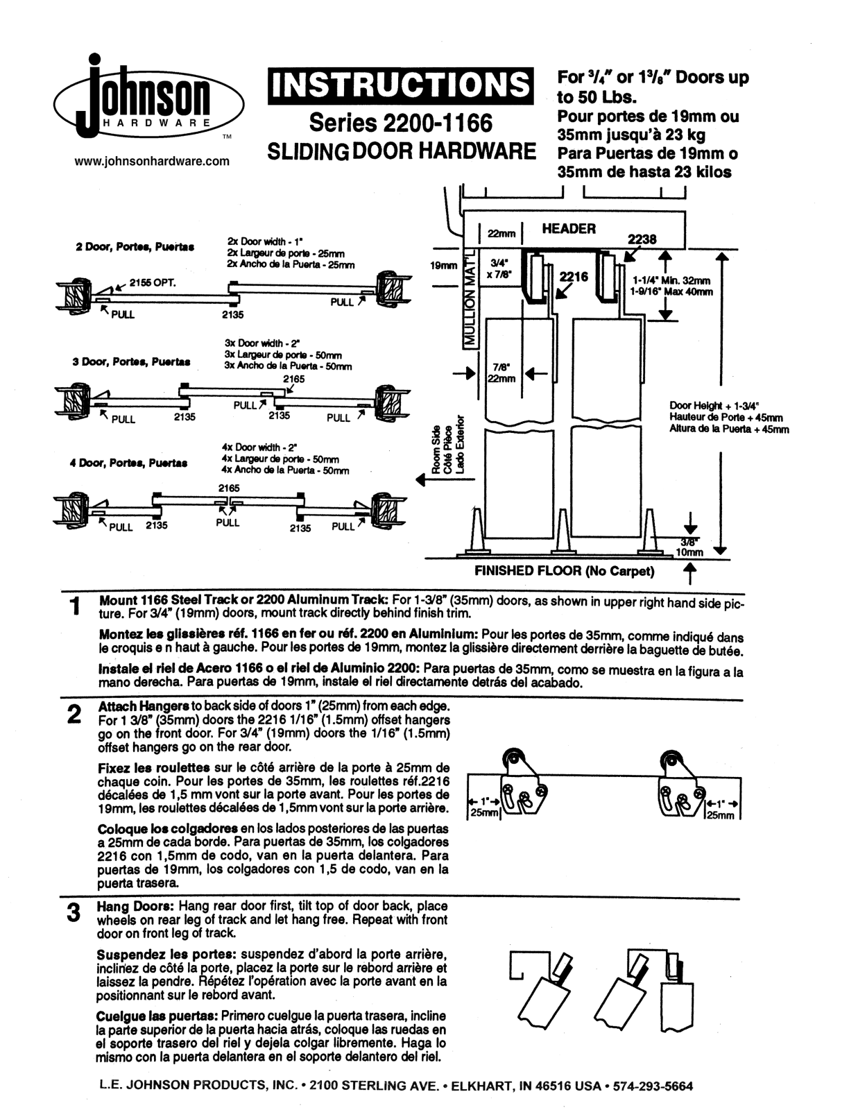 Johnson Hardware 2200, 1166 User Manual