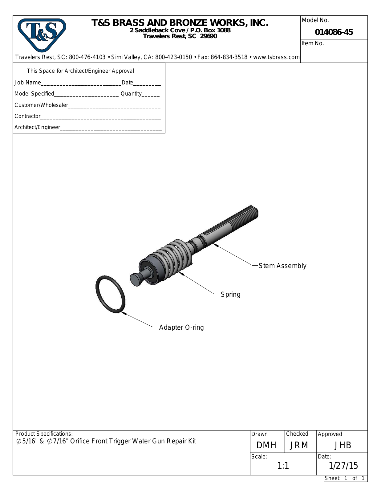 T&S Brass Manuals 014086-45 User Manual