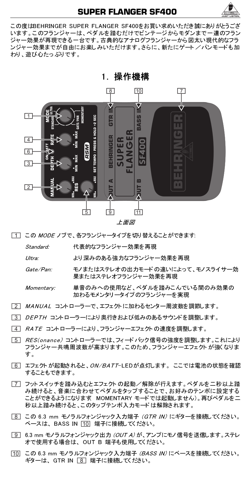 Behringer SF400 User Manual