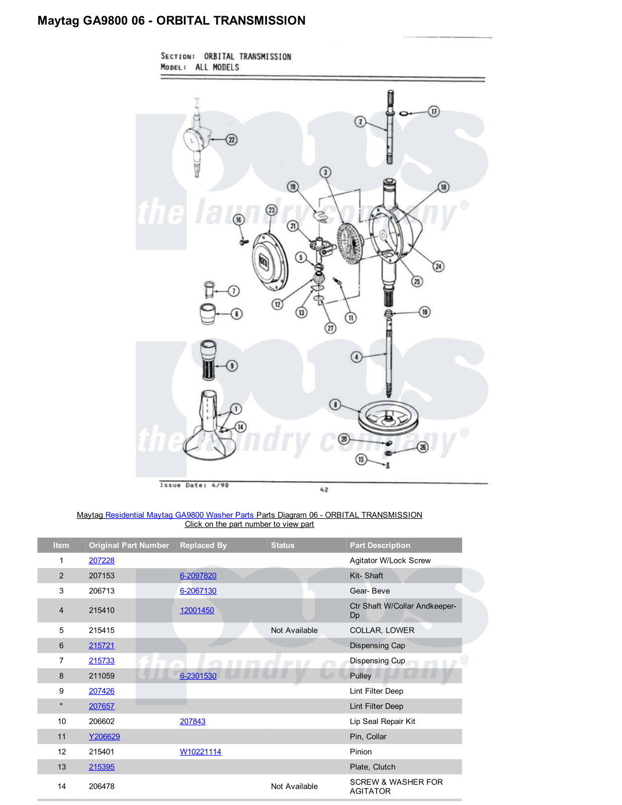 Maytag GA9800 Parts Diagram