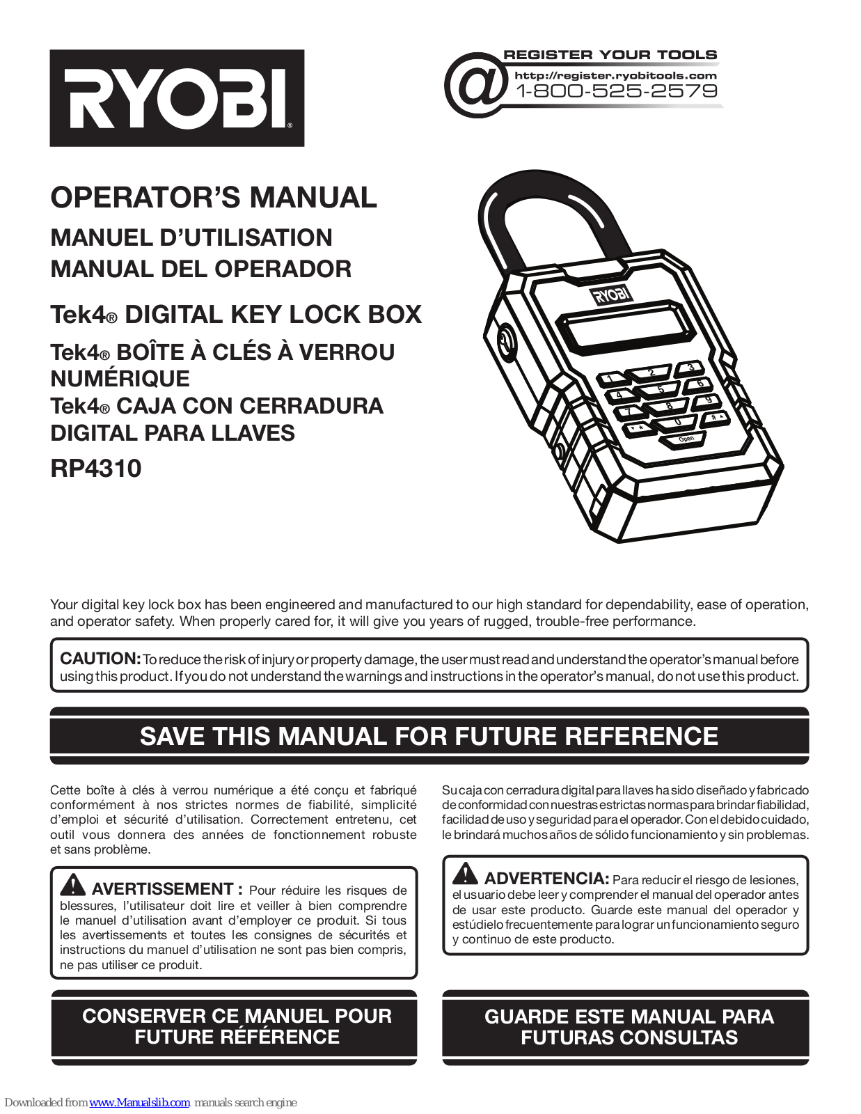 Ryobi Tek4 RP4310 Operator's Manual