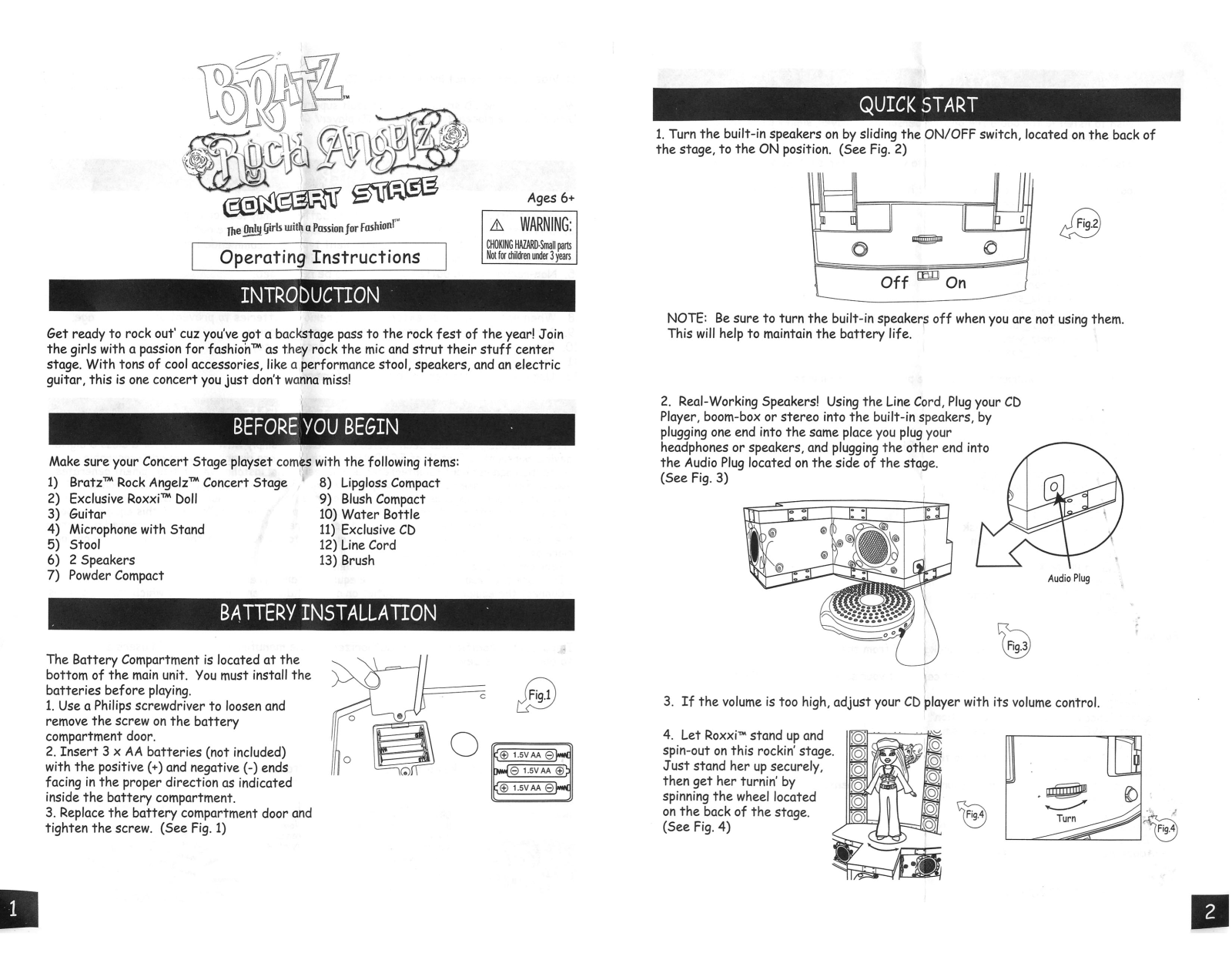 Mga Entertainment BRATZ ROCK ANGELZ CONCERT STAGE 1 2 User Manual