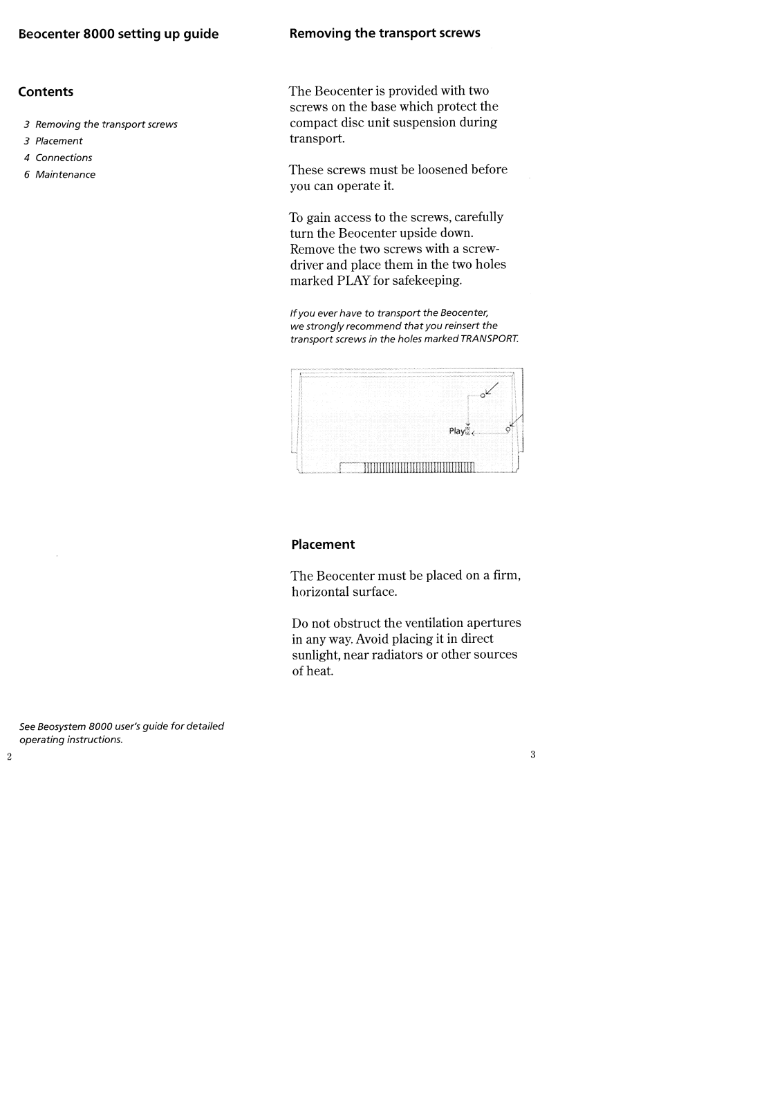 Bang and Olufsen Beocenter 8000 Owners manual