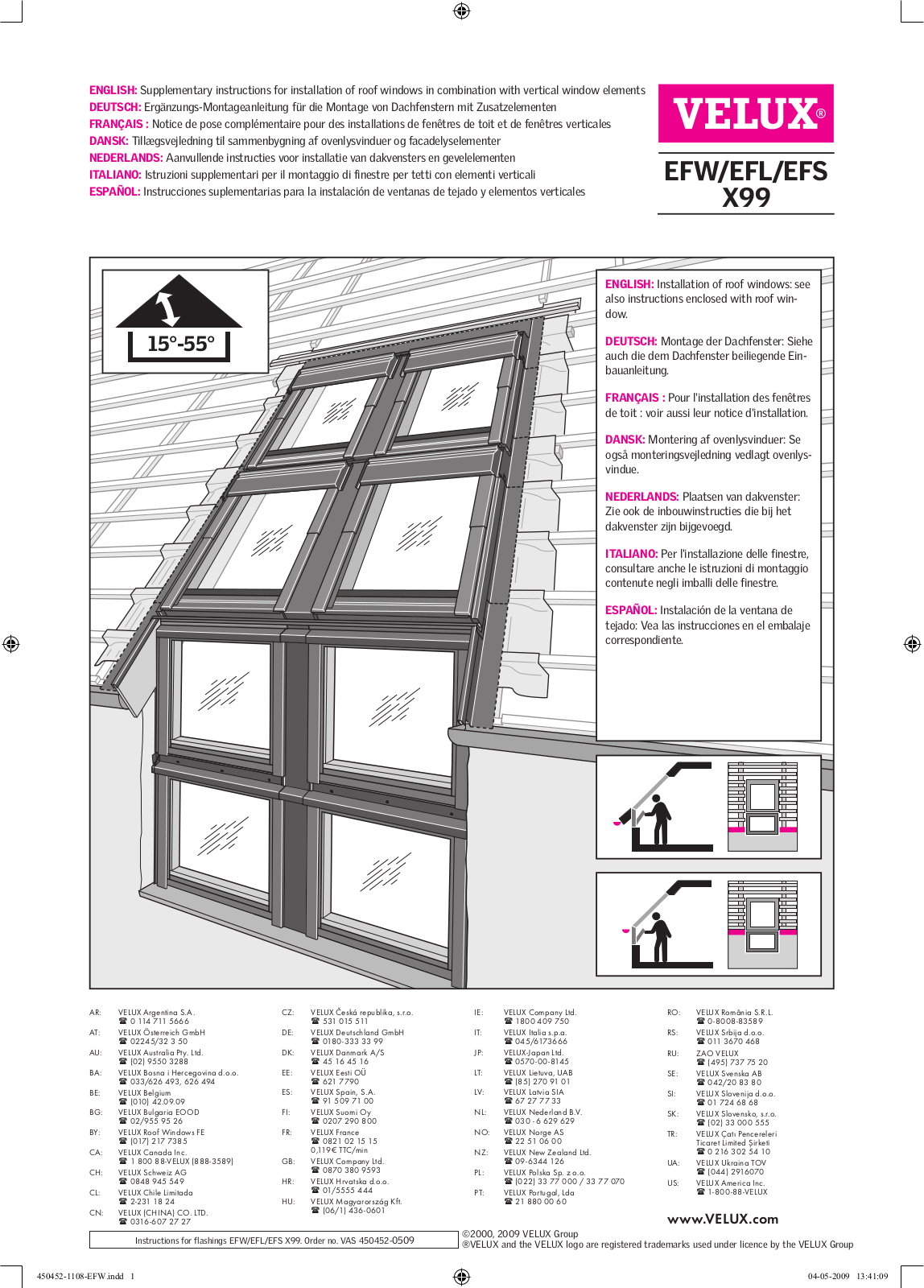 Velux EFS X99, EFL X99, EFW X99 User Manual