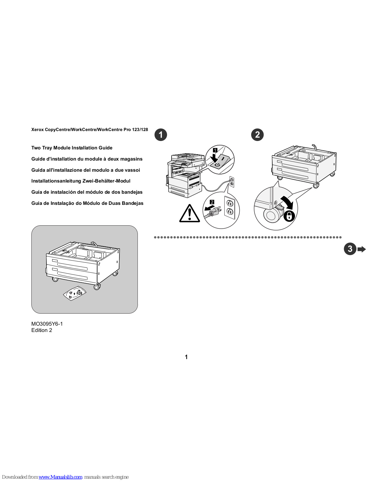 Xerox CopyCentre 123, WorkCentre Pro 123, CopyCentre 128, WorkCentre 128, WorkCentre Pro 128 Two Tray Module Installation Manual