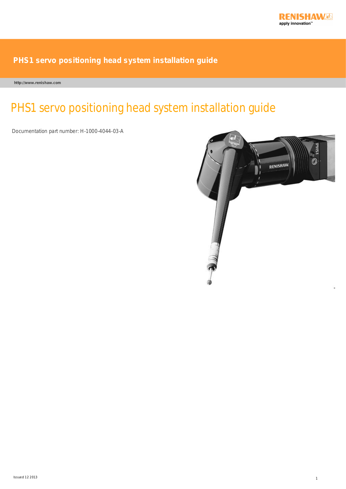 renishaw PHS1 Installation Guide