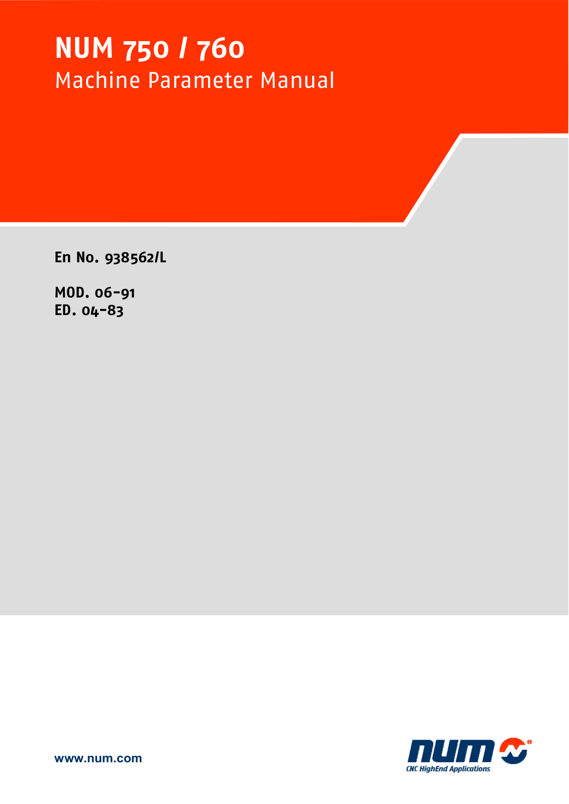 Num cnc750, cnc760 Parameter Manual - ManualMachine.com