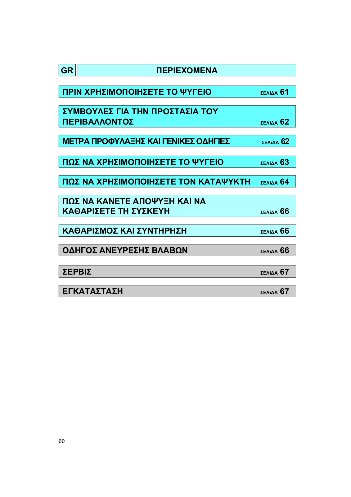 Ignis A 251R/G, A 251R/G/1, A 215R/M, A 305/M, A 335/M User Manual