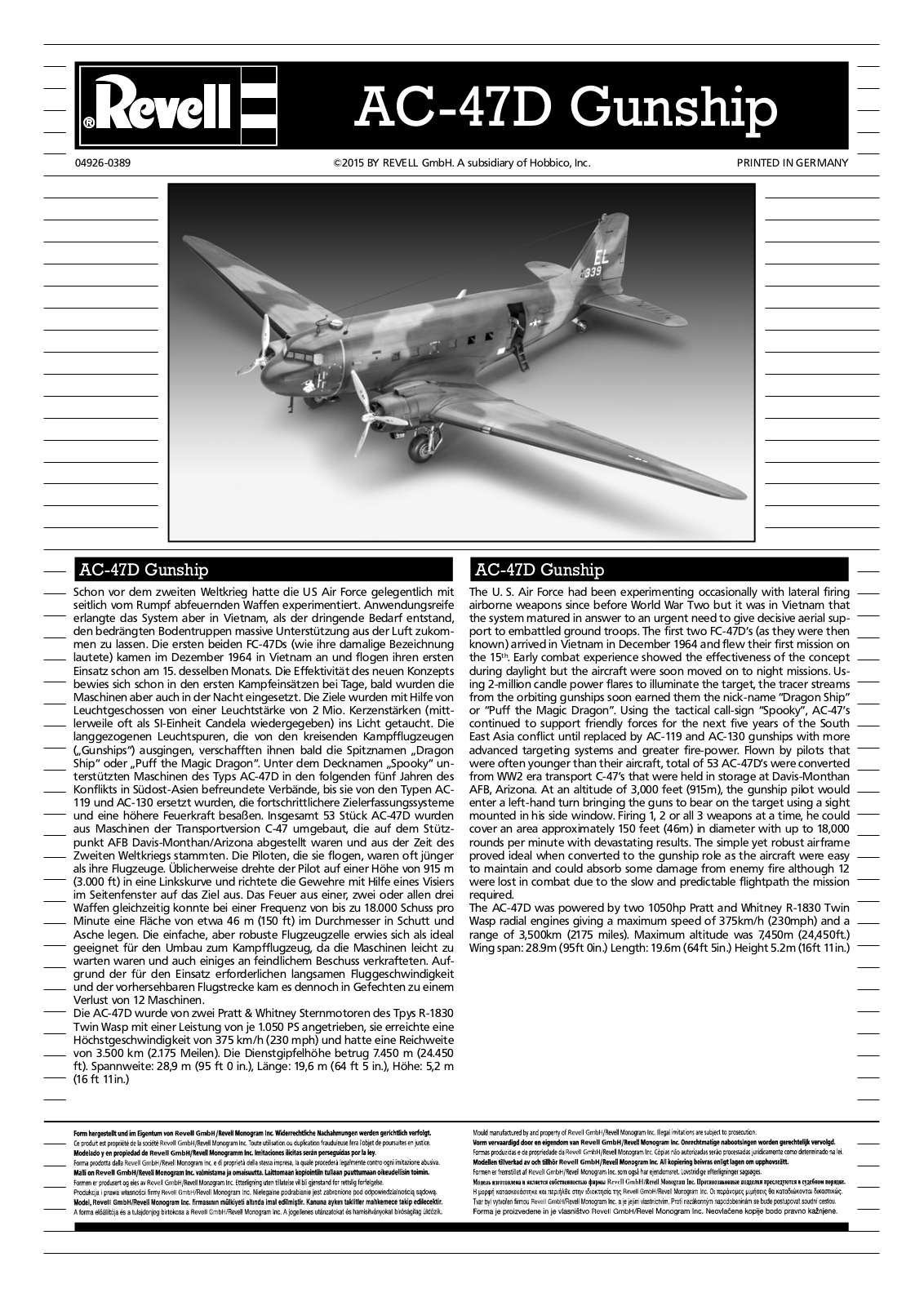 REVELL AC-47D Gunship User Manual