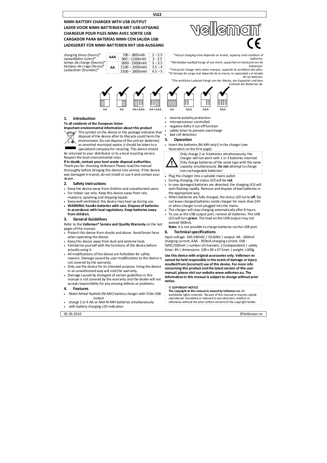 Velleman VLE2 User Manual