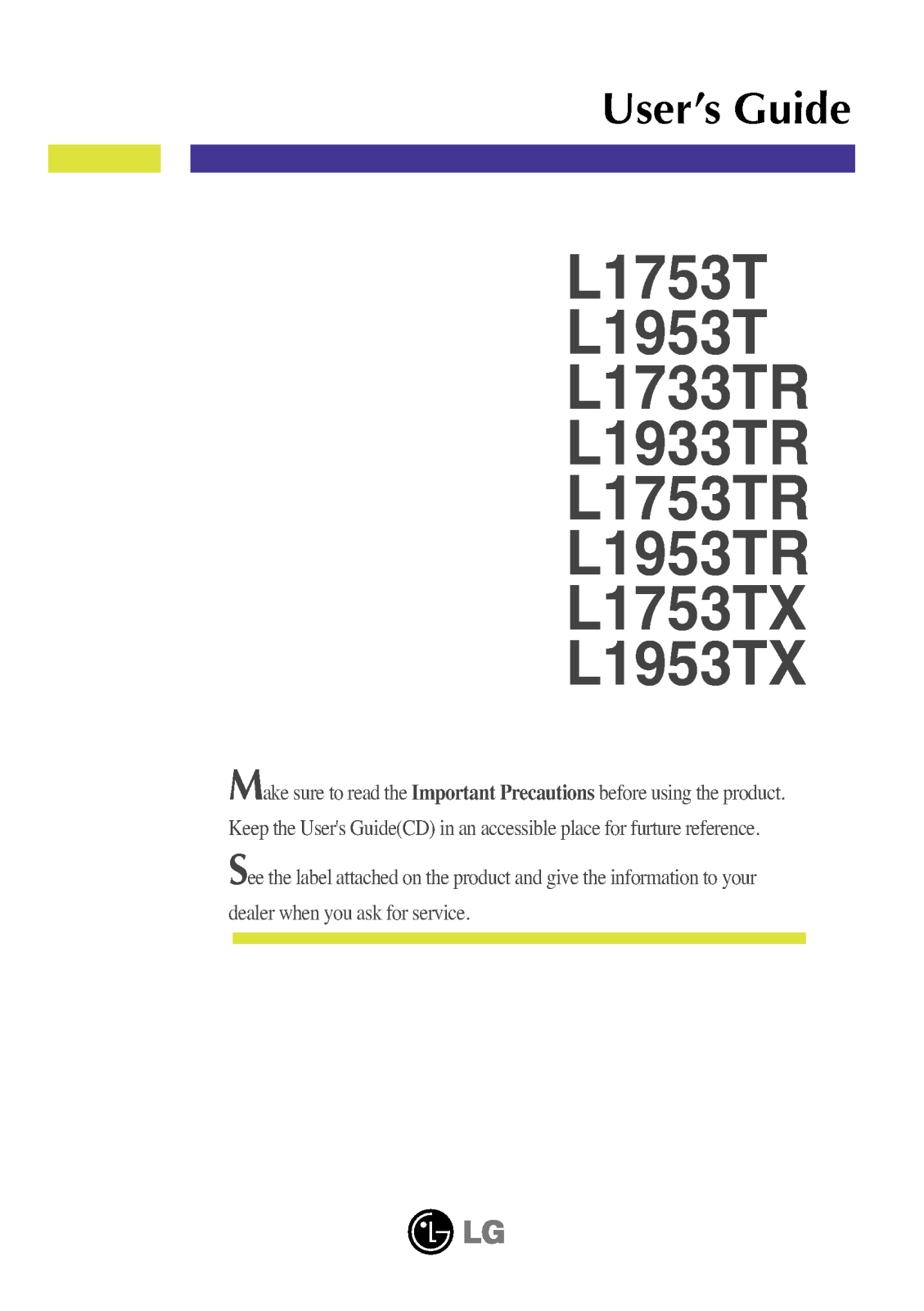 LG L1733TR-SF User Manual