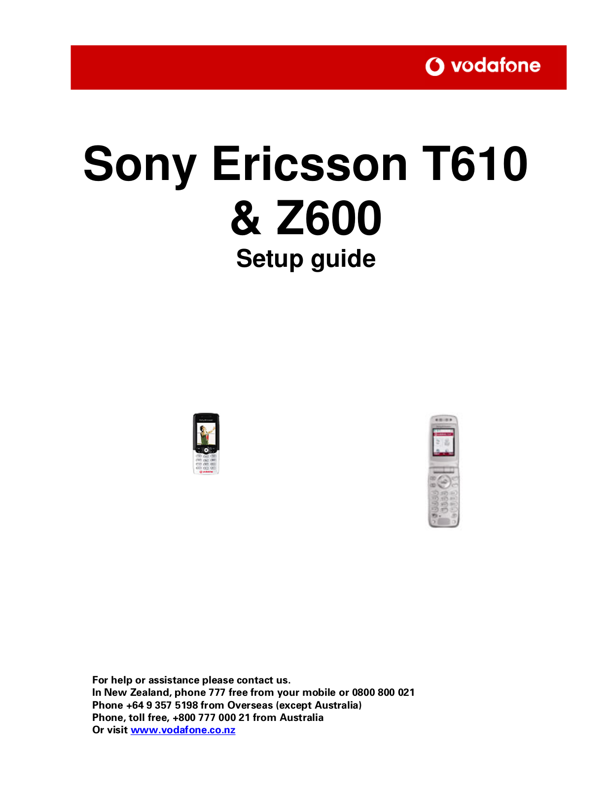 Sony ericsson Z600 Setup Manual