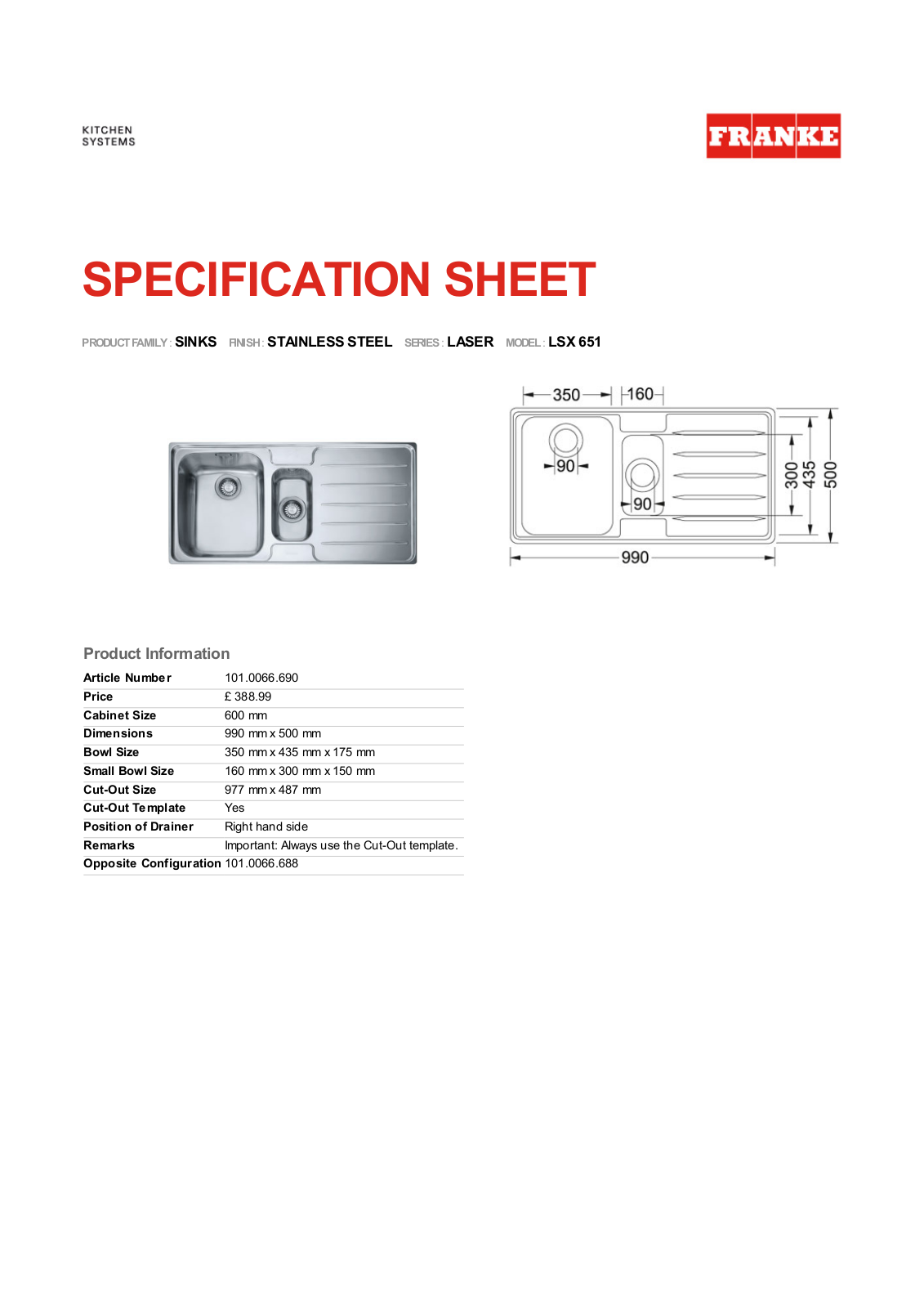 Franke Foodservice LSX 651 User Manual