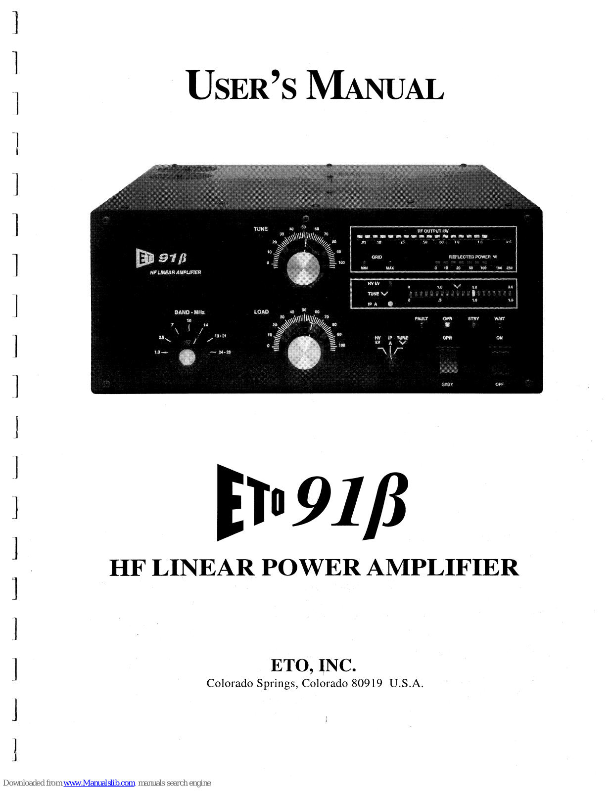 ETO 91B User Manual - ManualMachine.com