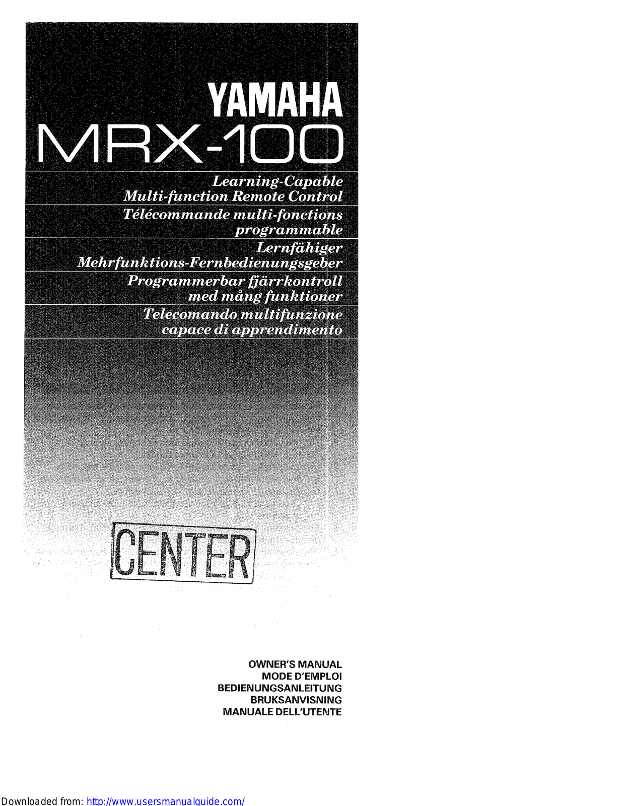 Yamaha Audio MRX-100 User Manual