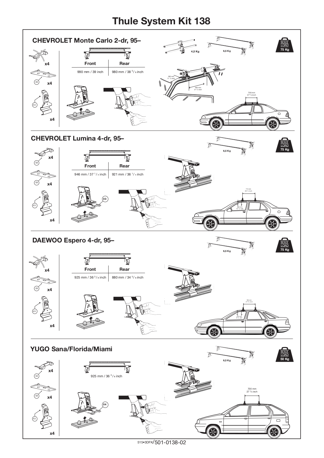 Thule 138 User Manual