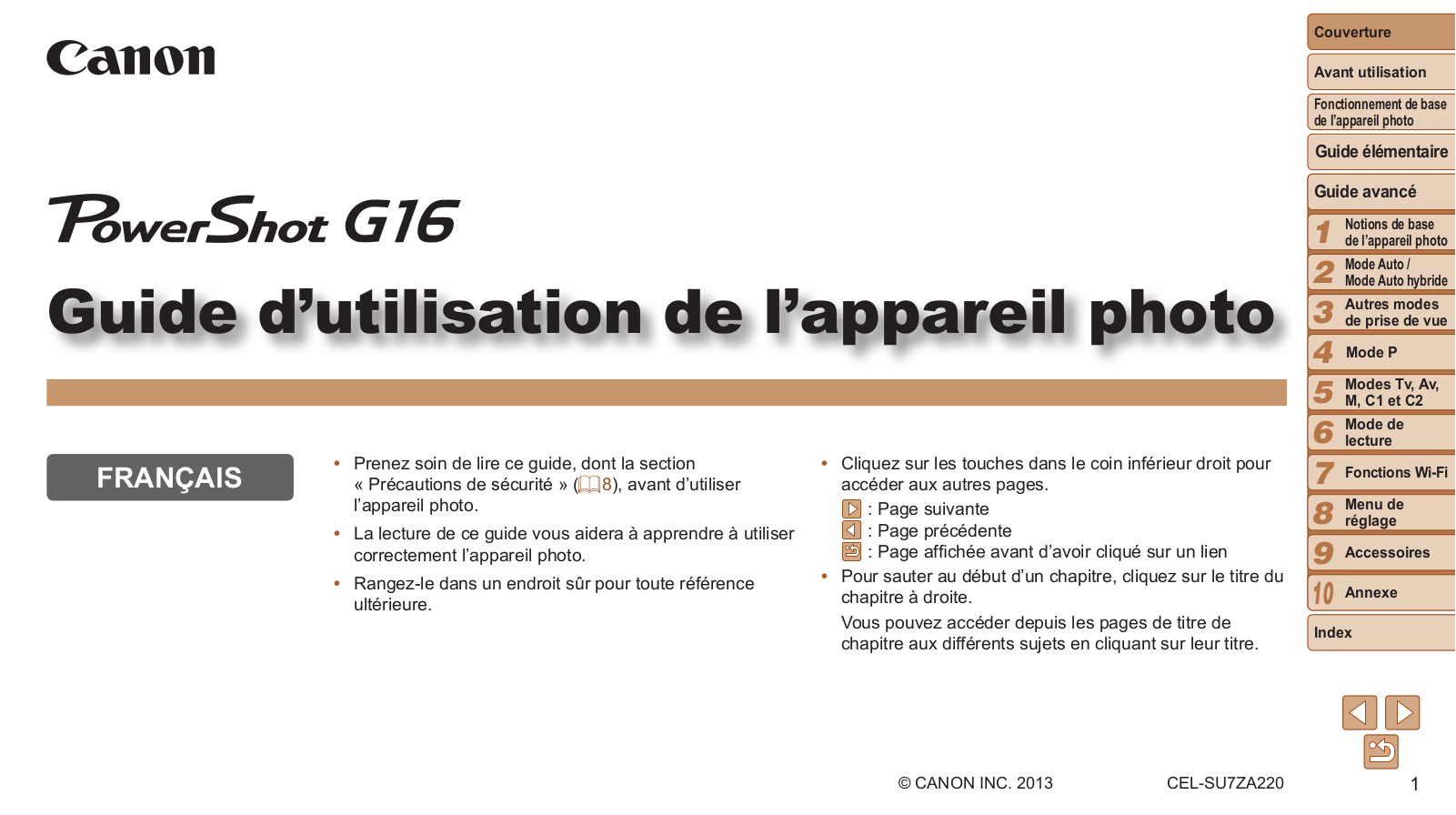 CANON G16 Guide d'utilisation